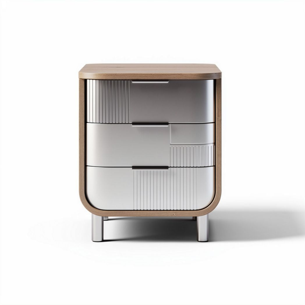 Cômoda em madeira e metal com três gavetas dimensões 45 x 40 x 70cm