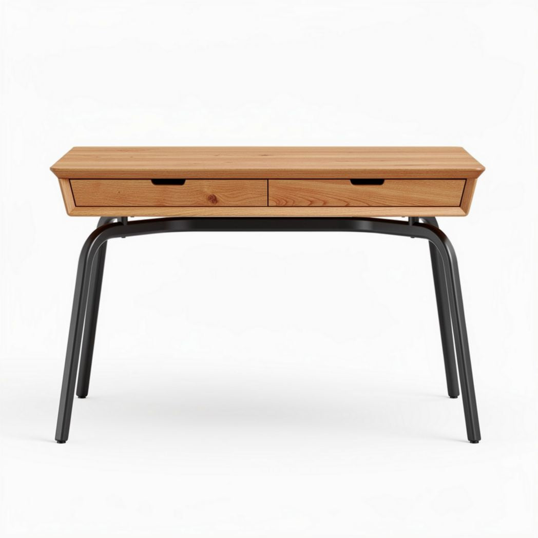 Mesa de escritório de madeira com estrutura metálica 120 x 60 x 75cm
