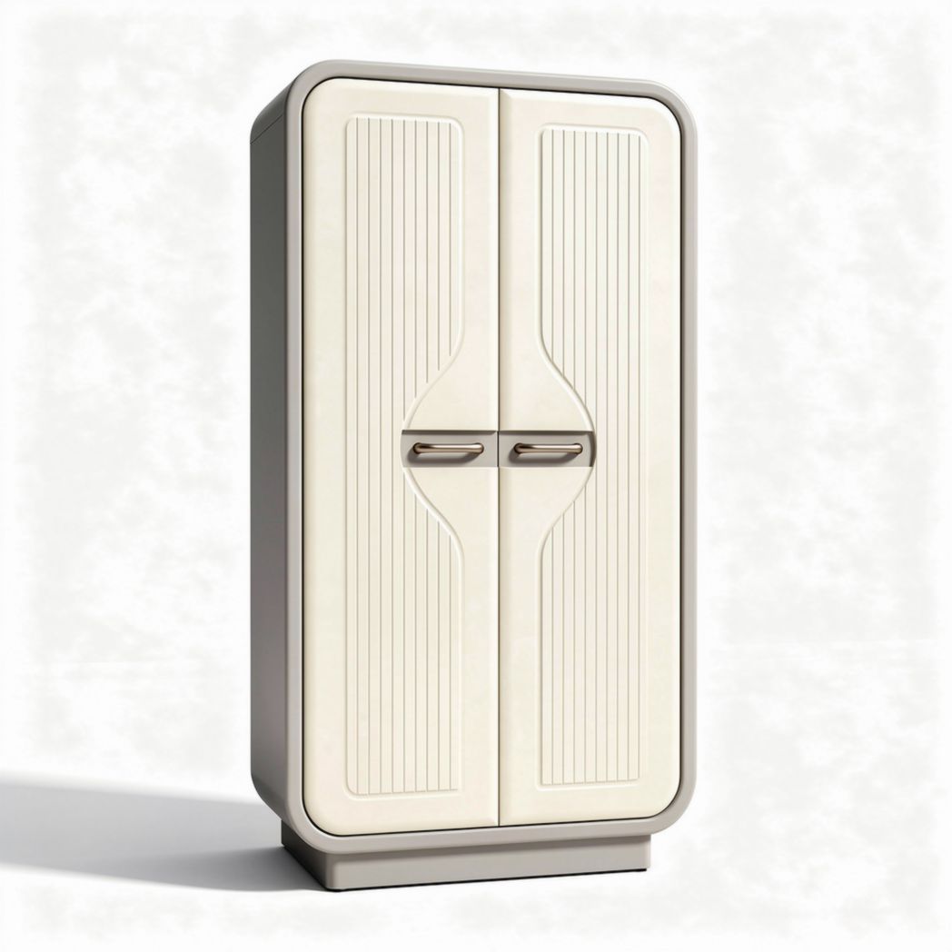 Armário refrigerado em cores creme e cinza com design vintage 70 x 40 x 160cm