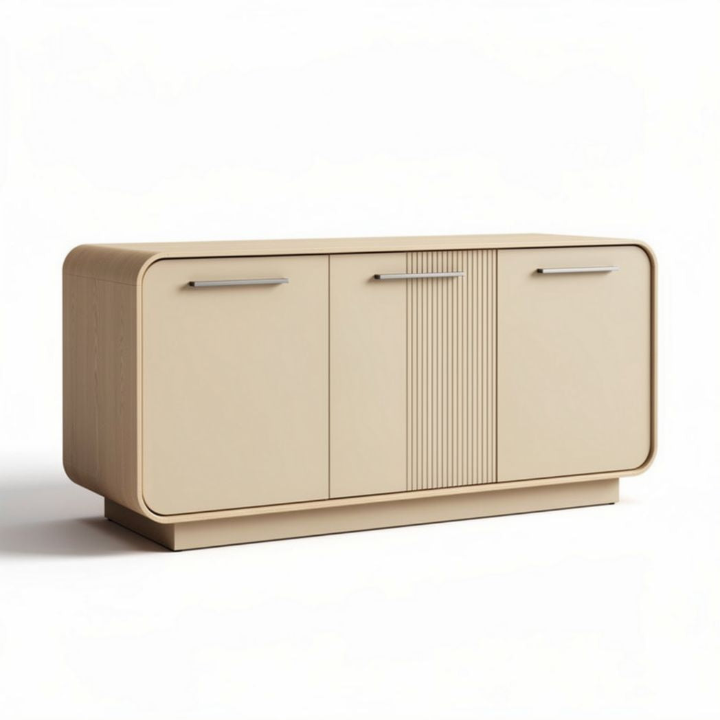 Buffet moderno em madeira clara 150 x 40 x 75cm com portas deslizantes