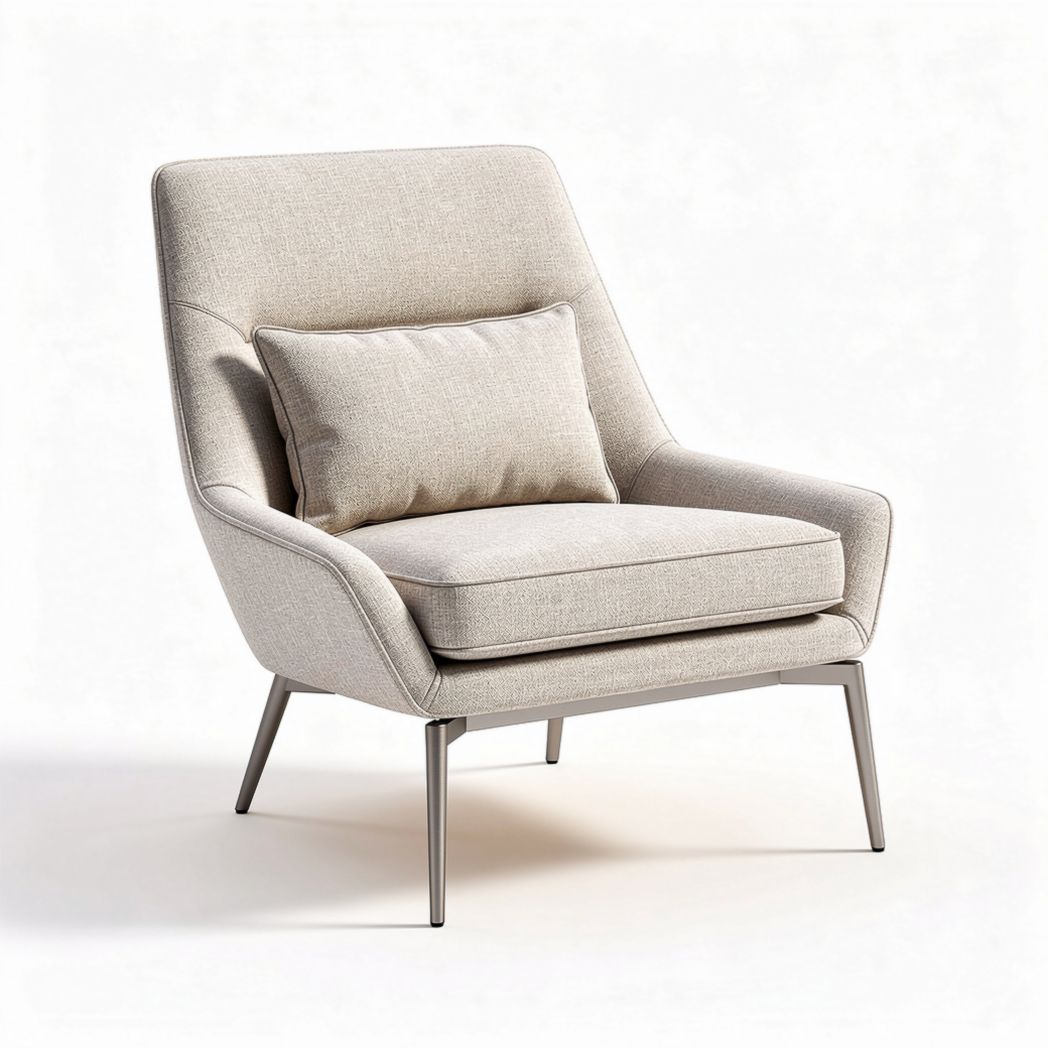 cadeira de design moderno em tecido cinza claro 80 x 70 x 90cm com almofada incluída